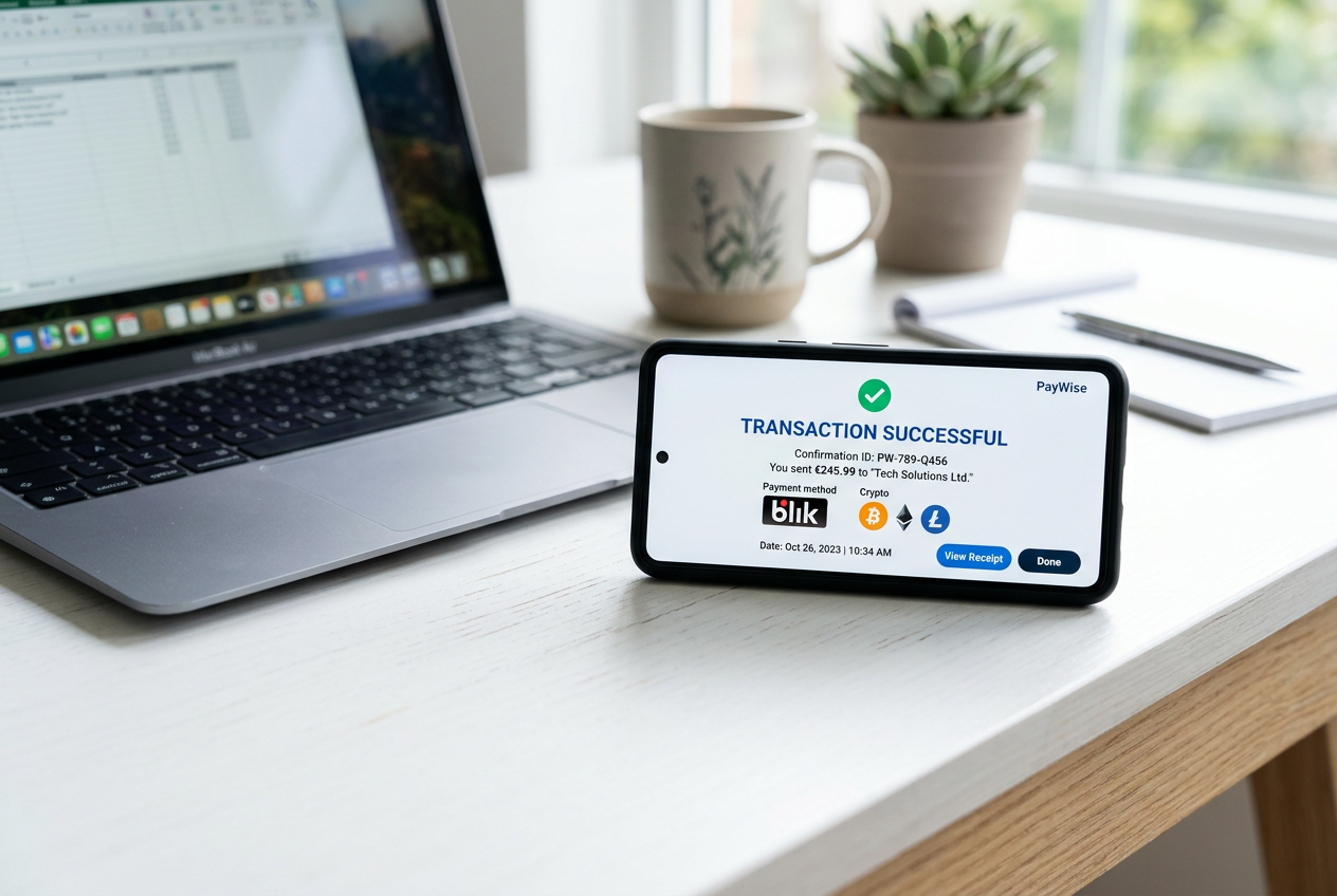 Modern smartphone displaying a successful payment notification